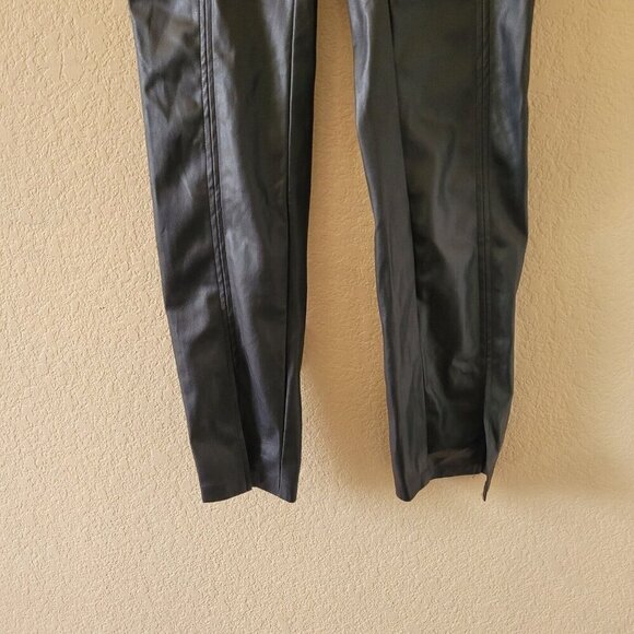 Jason Wu Faux Leather Black High Waist Straight Leg Split Ankle Pants Small New - Picture 11 of 13